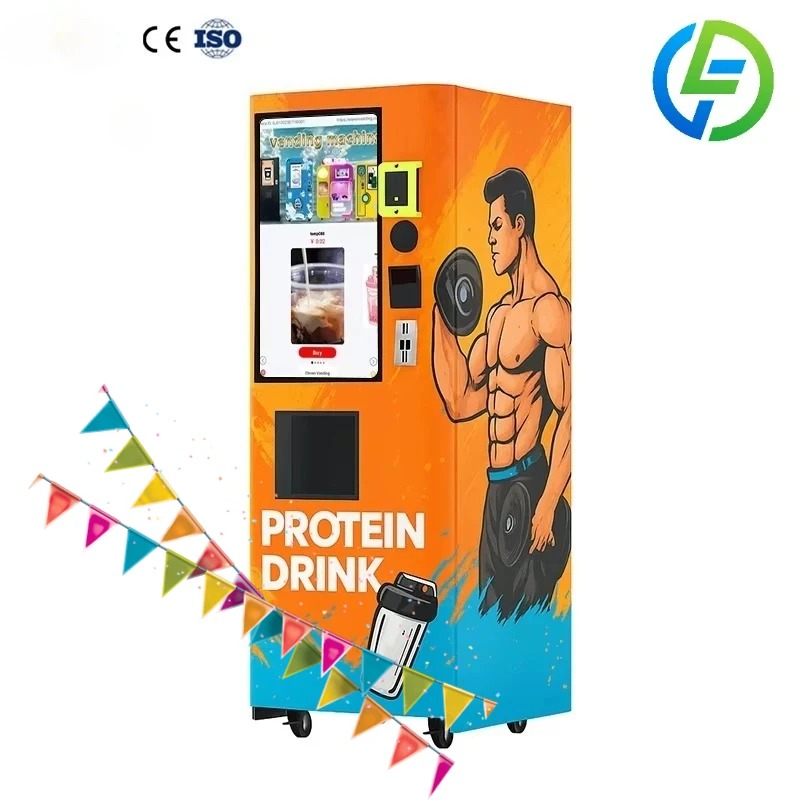 Nutrition For Fitness - ตู้จำหน่ายเครื่องดื่มโปรตีนอัตโนมัติแบบกำหนดเองได้ พร้อมหน้าจอสัมผัสอัจฉริยะ บริการตนเอง สำหรับโภชนาการด้านฟิตเนส